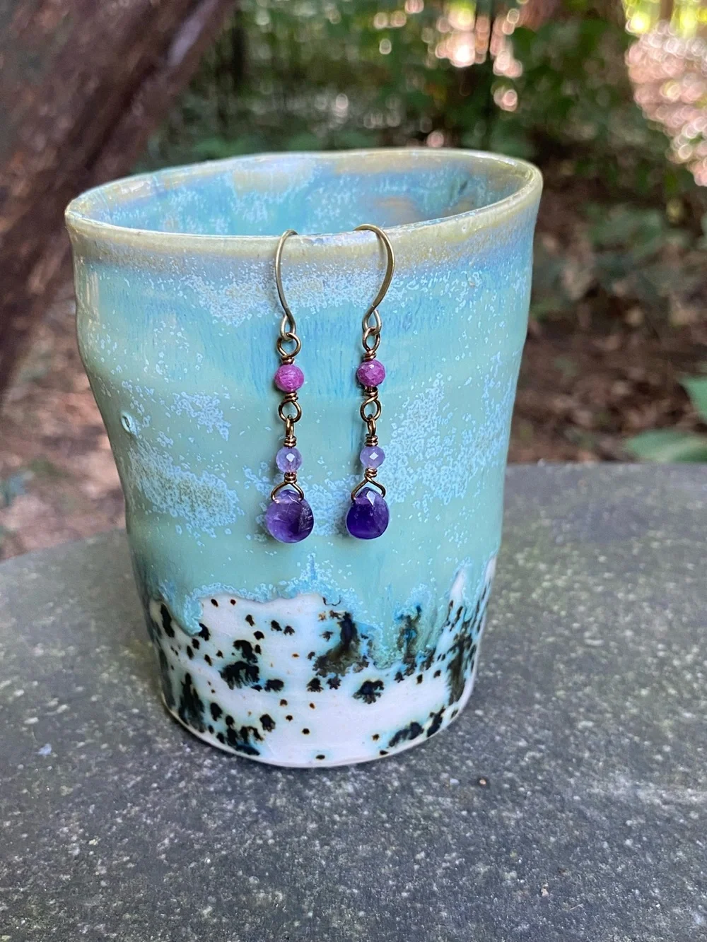 Amethyst Teardrop Dangle Earrings
